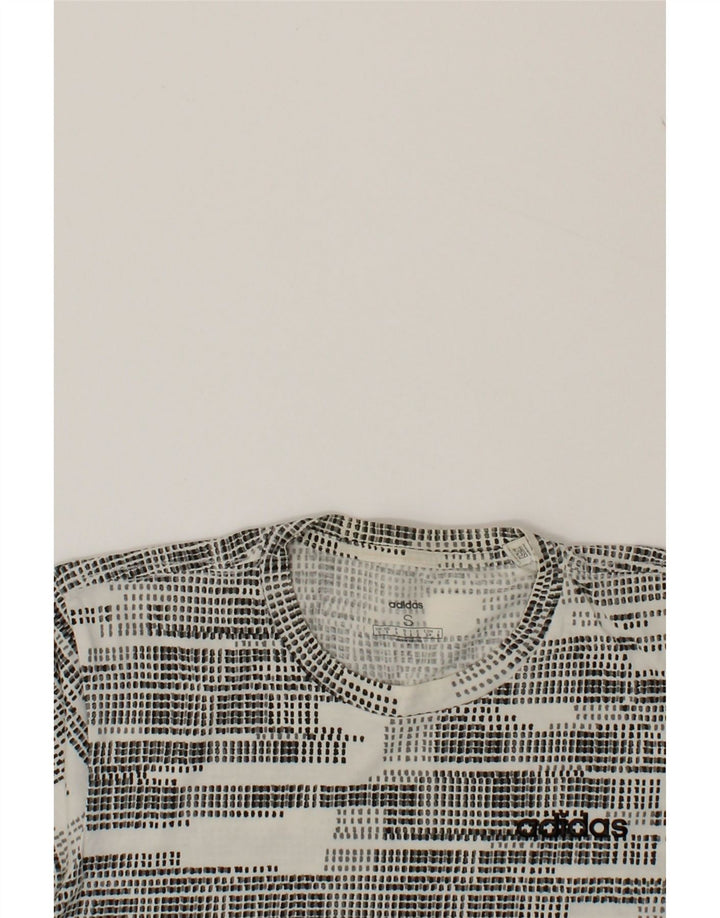 ADIDAS Mens T-Shirt Top Small Grey Spotted Cotton Vintage Adidas and Second-Hand Adidas from Messina Hembry 