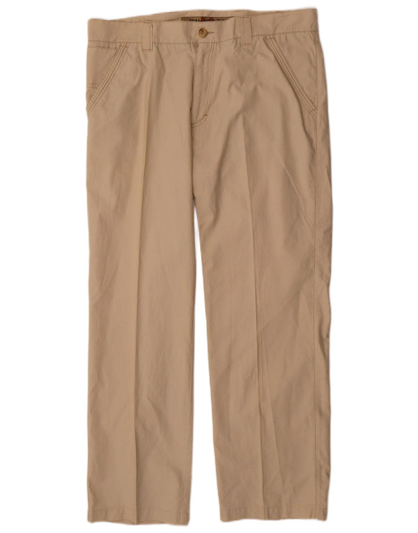 Navigare Mens Straight Casual Trousers IT 54 2XL W38 L29 Beige Cotton