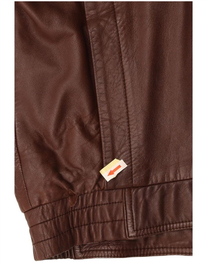 NOBLE Mens Loose Fit Leather Jacket EU 44 XS Brown Leather