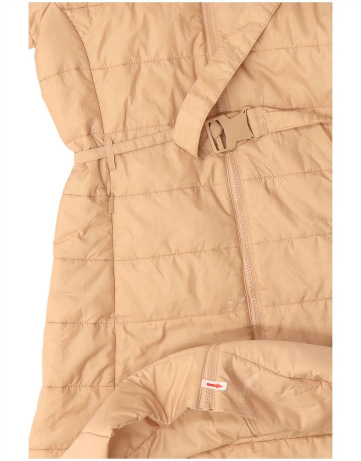 Adidas Womens Hooded Padded Coat UK 10 Small Beige Polyester