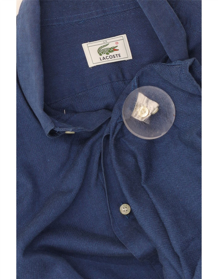 LACOSTE Mens Shirt Size 40 Medium Blue Cotton