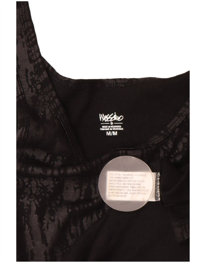 MOSSIMO Womens Vest Top UK 12 Medium Black Animal Print Cotton