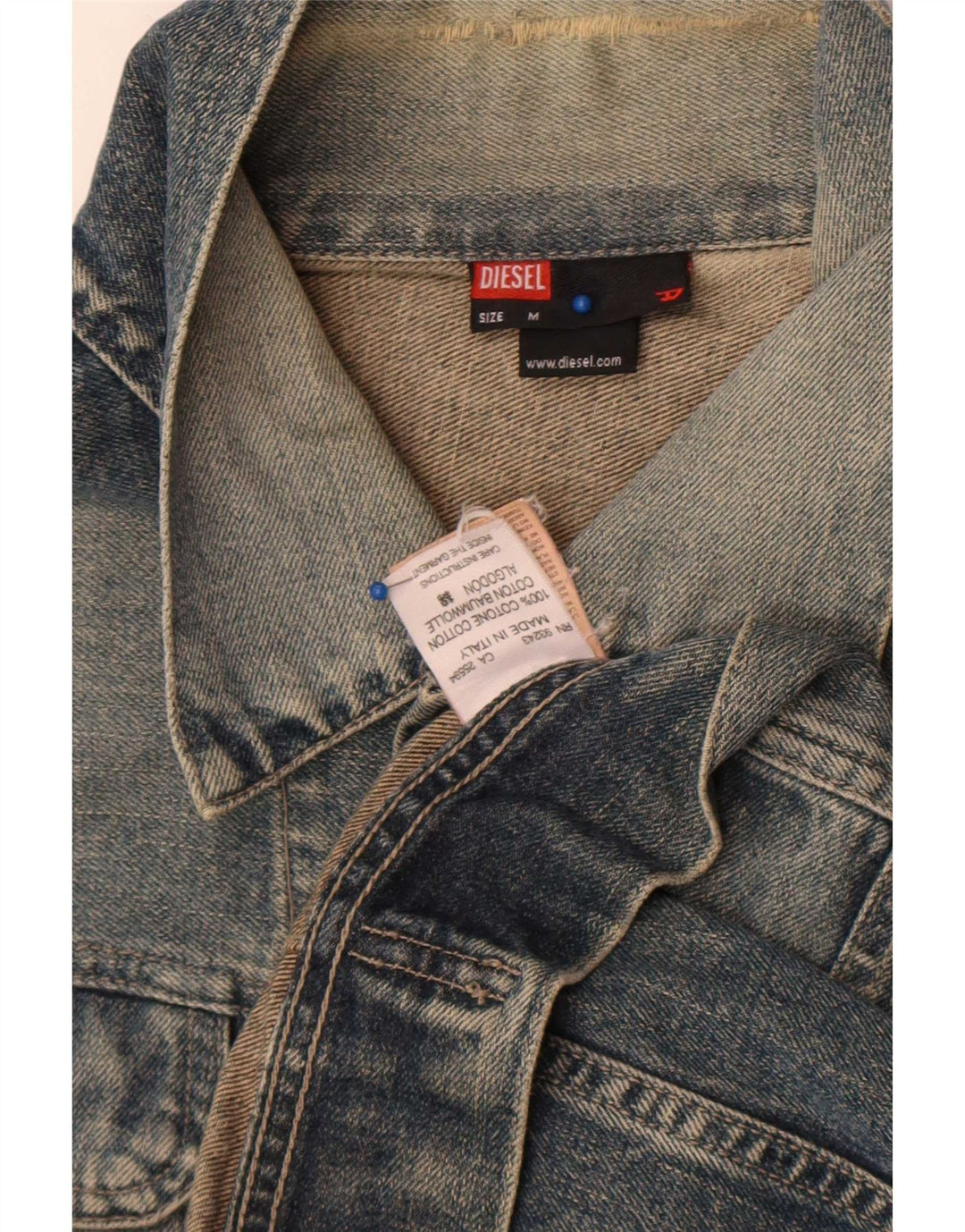 Diesel Mens Denim Jacket UK 38 Medium Blue Cotton