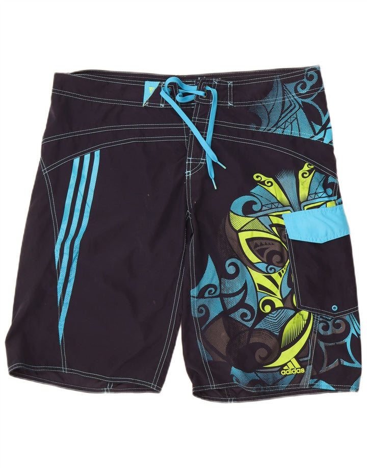 Adidas Mens Graphic Swimming Shorts Large Navy Blue Polyester