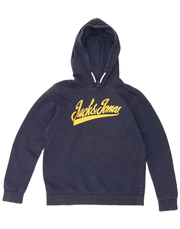 Jack & Jones Boys Graphic Hoodie Jumper 13-14 Years Navy Blue Cotton