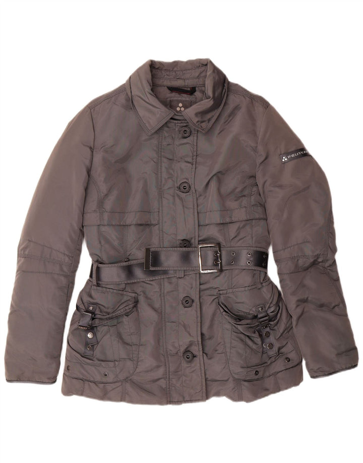 PEUTEREY Womens Belted Padded Jacket IT 46 Large Grey Polyamide Classic