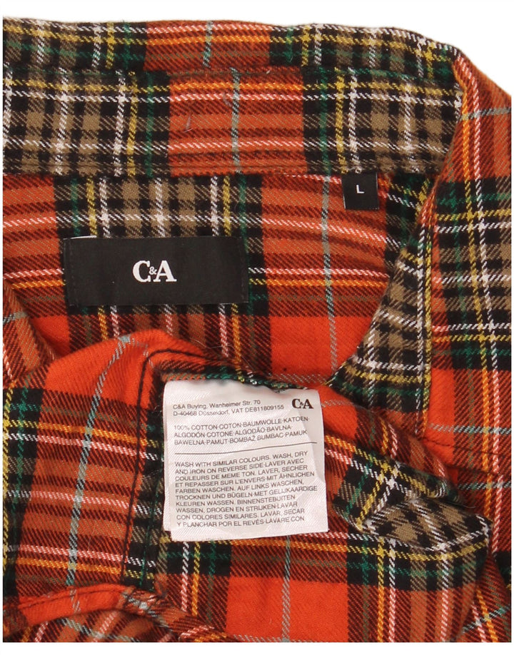 C&A Mens Flannel Shirt Large Red Check Cotton
