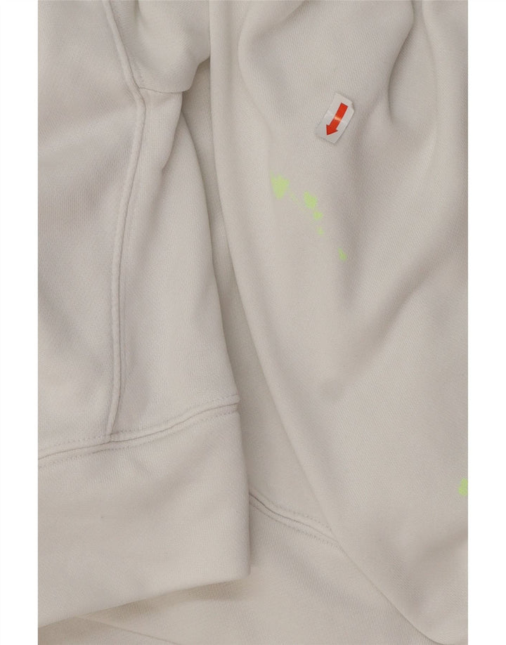 ADIDAS Womens Oversized Crop Hoodie Jumper UK 10 Small White Cotton