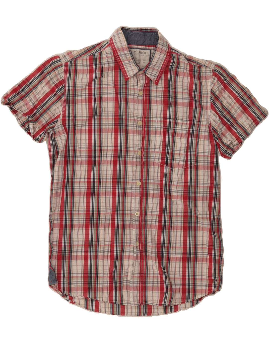 WOOLRICH Mens Short Sleeve Shirt Medium Red Check Cotton Vintage Woolrich and Second-Hand Woolrich from Messina Hembry 