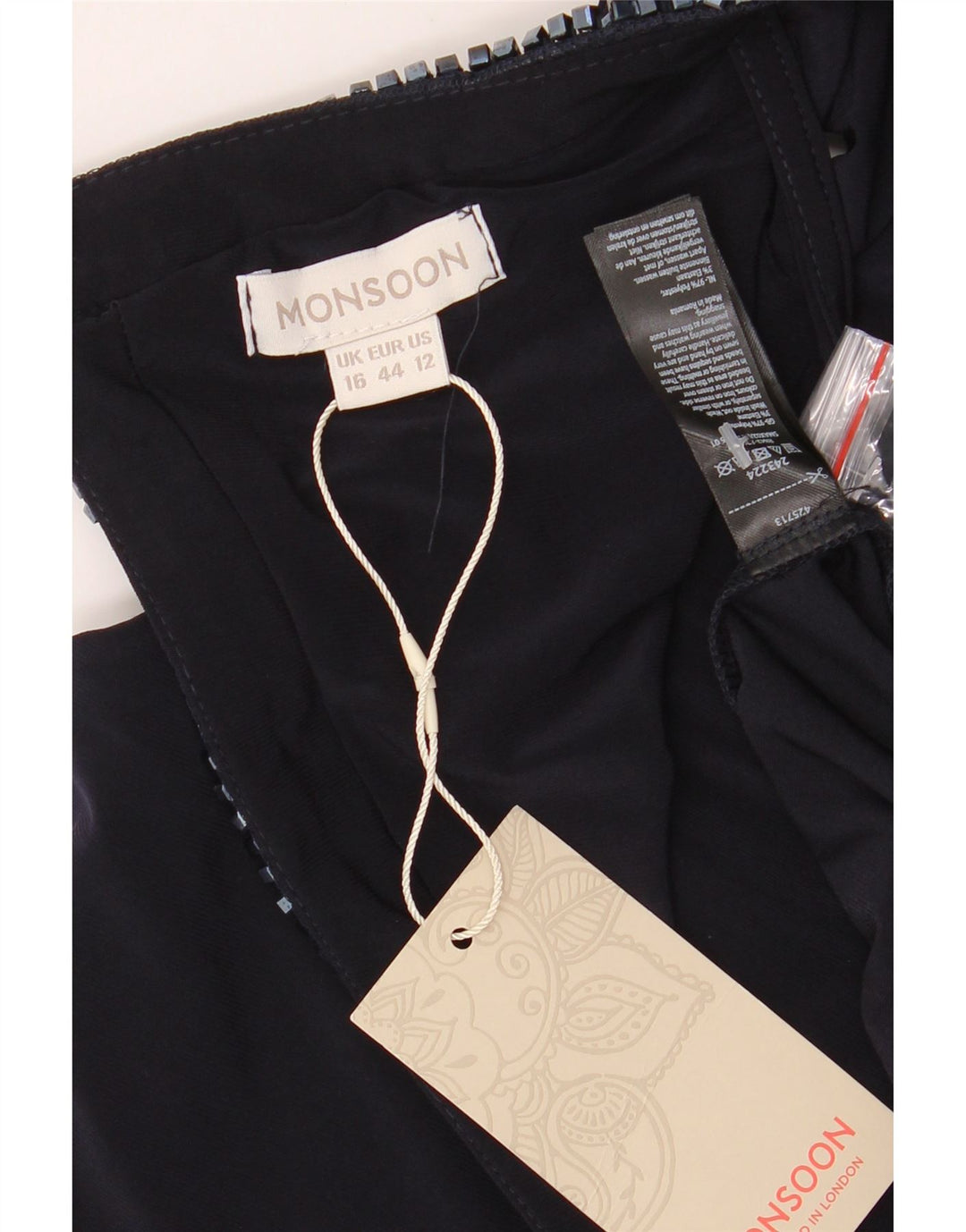 MONSOON Womens Sleeveless Maxi Dress UK 16 Large Black Polyester Vintage Monsoon and Second-Hand Monsoon from Messina Hembry 