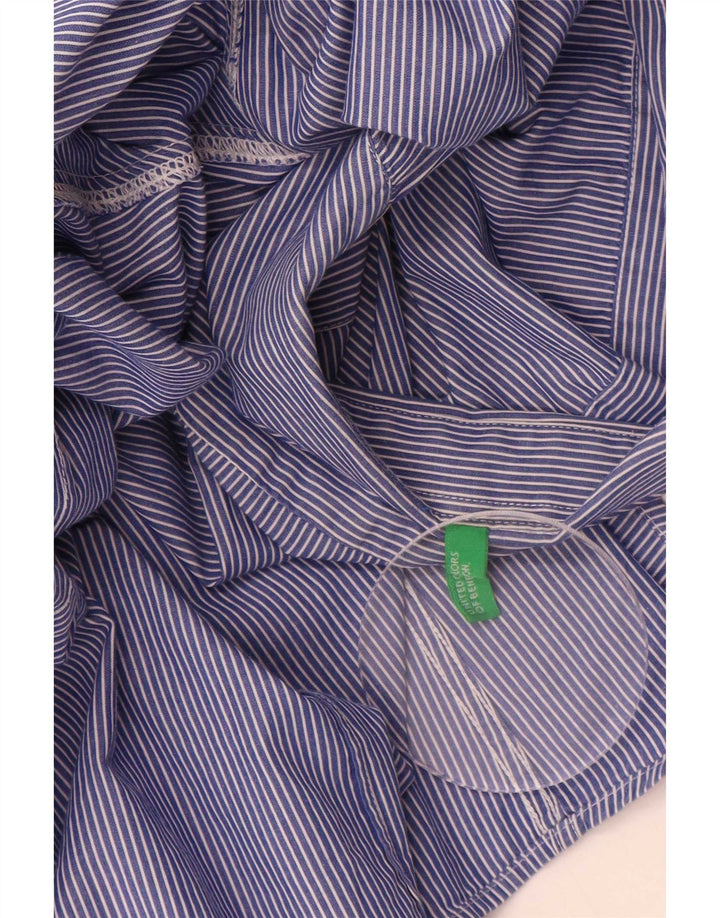 Benetton Mens Shirt Medium Blue Pinstripe