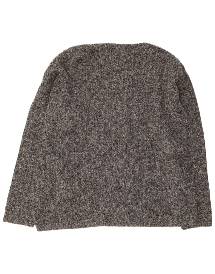 Rifle Mens V-Neck Jumper Sweater Large Grey Acrylic