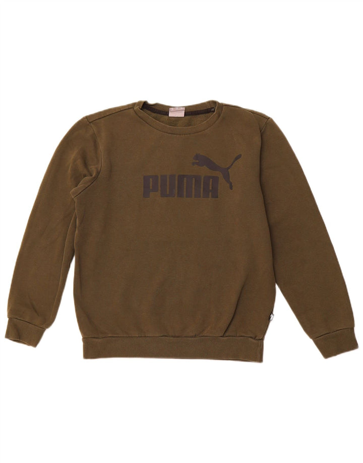 PUMA Mens Graphic Sweatshirt Jumper XS Khaki Cotton