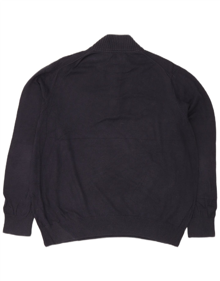 EDDIE BAUER Mens Zip Neck Jumper Sweater XL Navy Blue Cotton