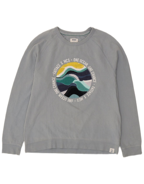 Fat Face Mens Graphic Sweatshirt Jumper Medium Blue Cotton