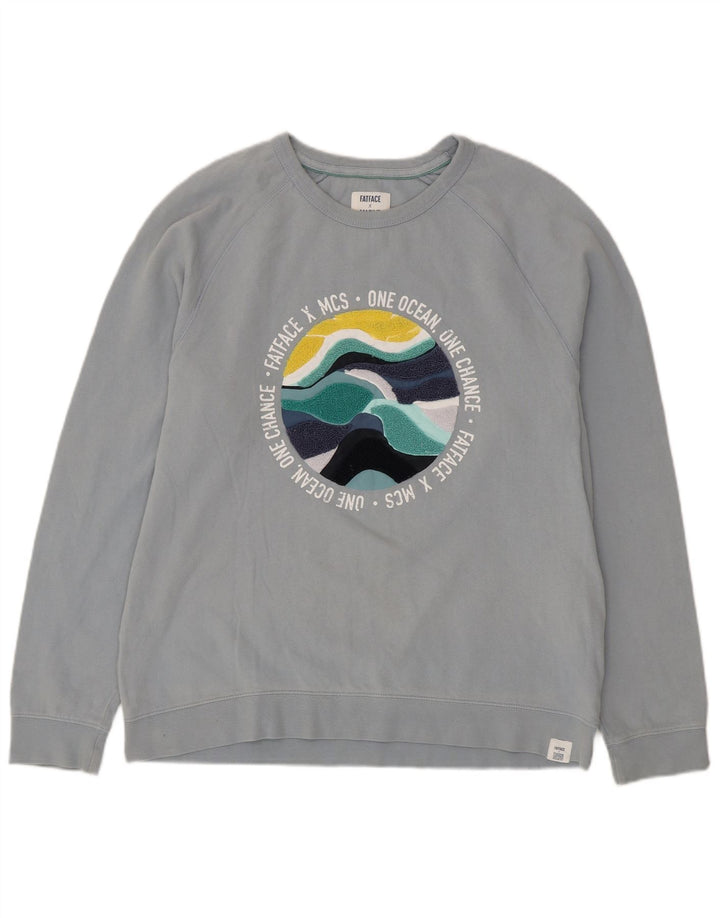 Fat Face Mens Graphic Sweatshirt Jumper Medium Blue Cotton