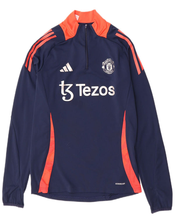 ADIDAS Boys Manchester United Pullover Tracksuit Top 15-16 Years Navy Blue