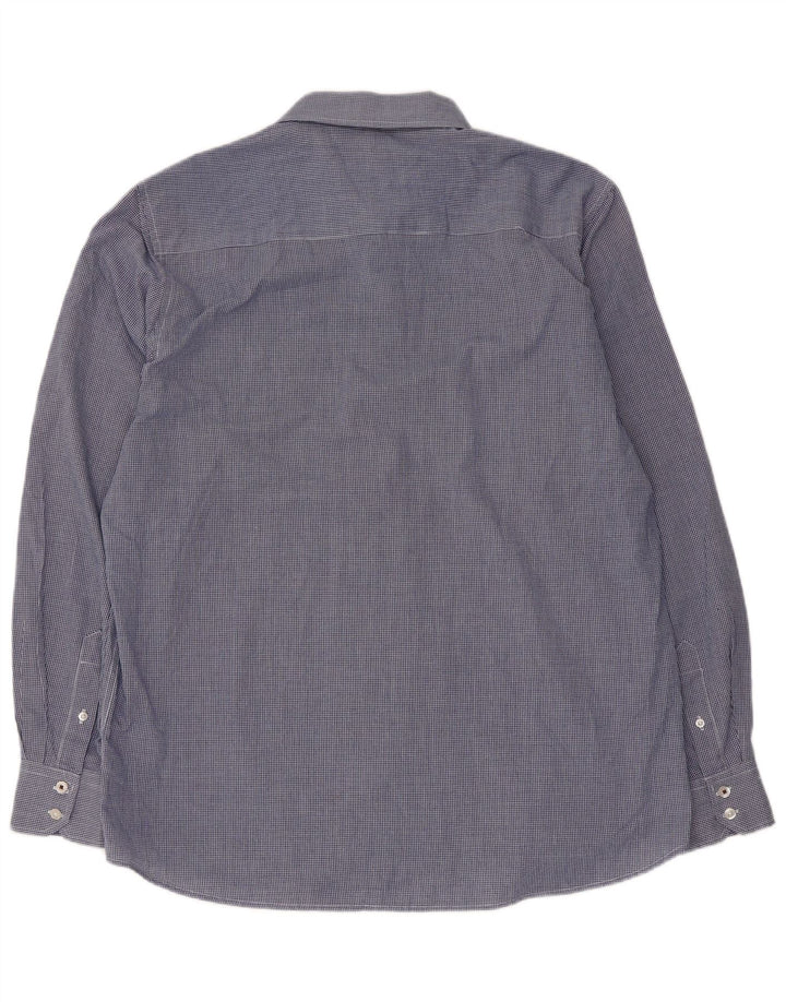 PIERRE CARDIN Mens Regular Fit Shirt 2XL Blue Gingham Polyester