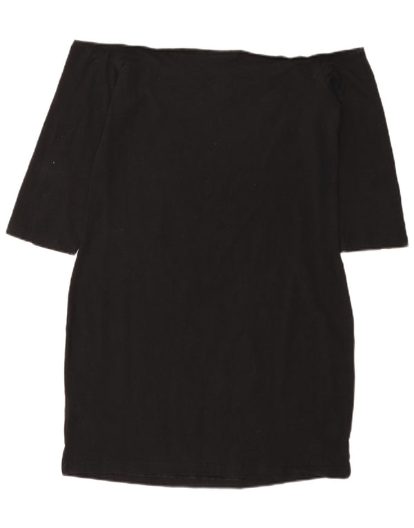 ADIDAS Womens Off Shoulder Dress UK 18 XL Black Cotton