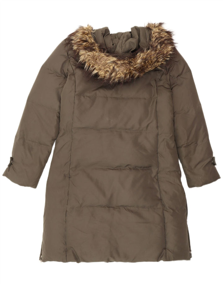 Michael Kors Womens Hooded Padded Coat UK 14 Medium Khaki Polyester Winter
