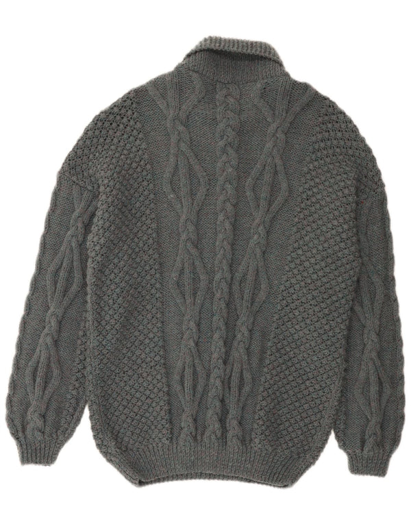 Vintage Mens Polo Neck Jumper Sweater Large Grey