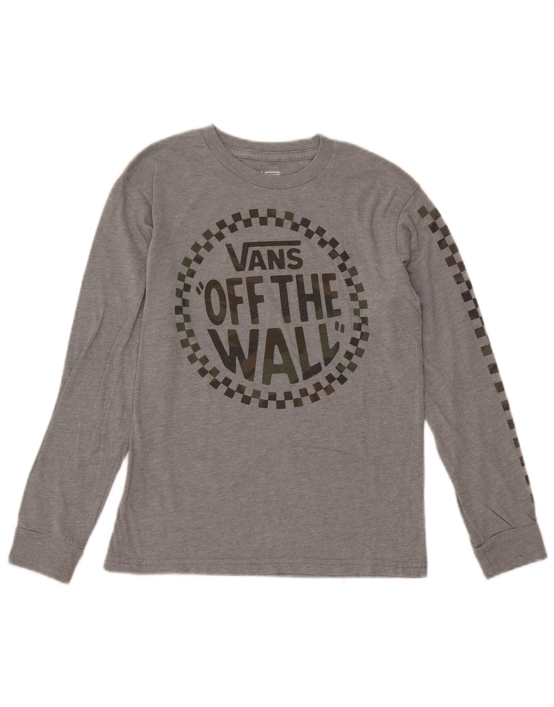 VANS Womens Graphic Top Long Sleeve UK 10 Small Grey Cotton