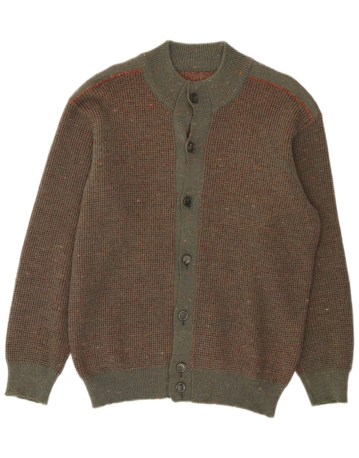 Vintage Mens Cardigan Sweater Medium Brown Flecked Wool