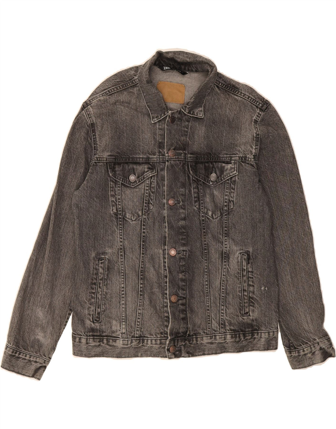 ZARA Mens Denim Jacket UK 40 Large Grey Cotton Vintage Zara and Second-Hand Zara from Messina Hembry 