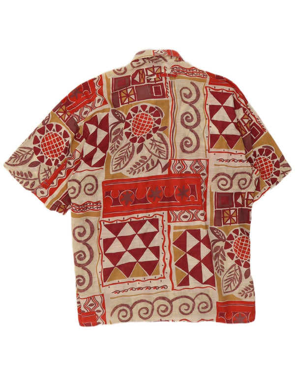 Vintage Mens Short Sleeve Shirt Size 41/42 Large Red Geometric