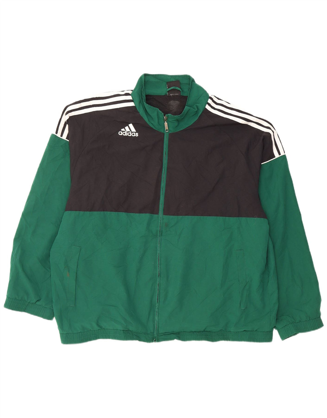 ADIDAS Mens Tracksuit Top Jacket UK 46/48 XL Green Colourblock Polyester