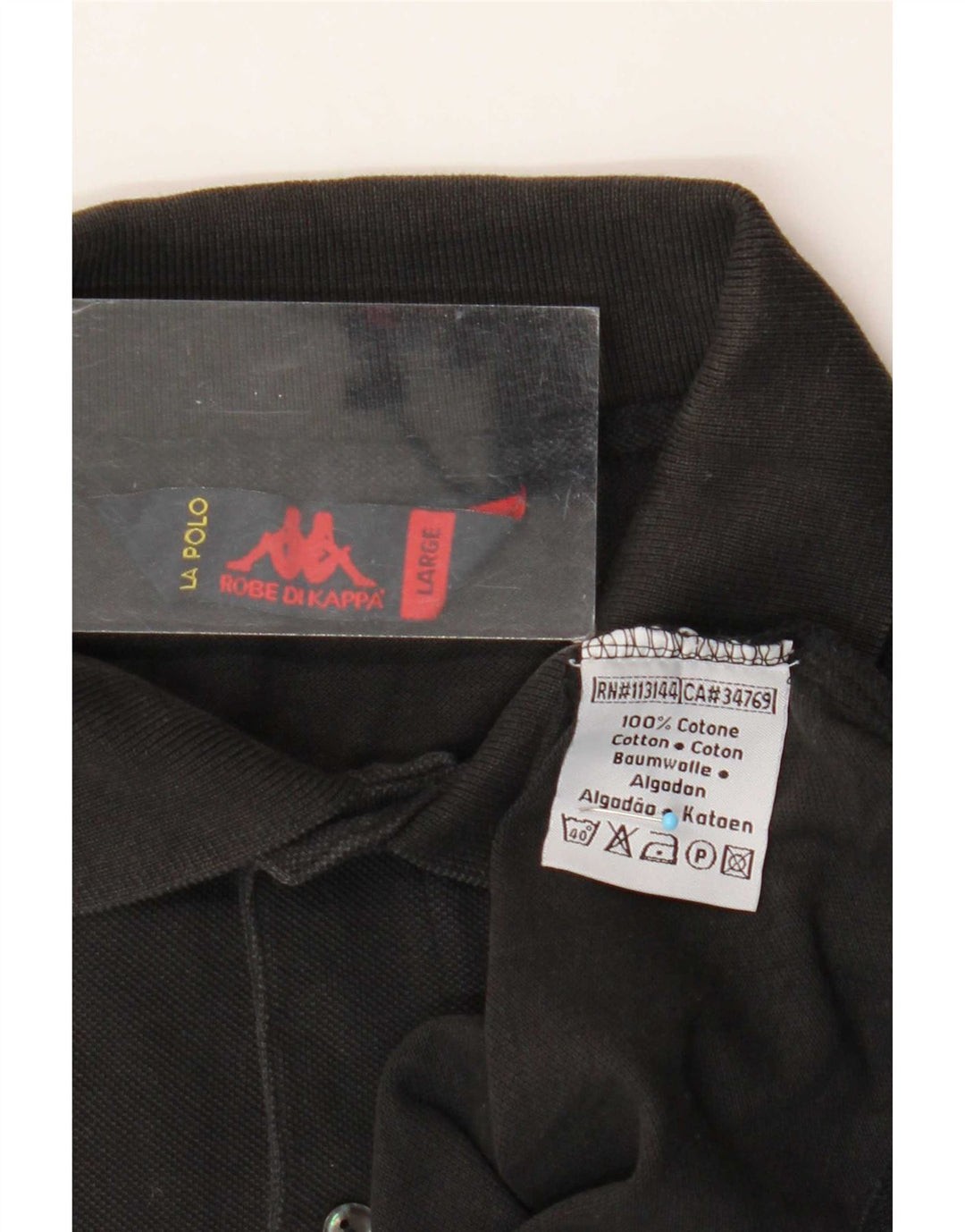 Kappa Mens Polo Shirt Large Black Cotton