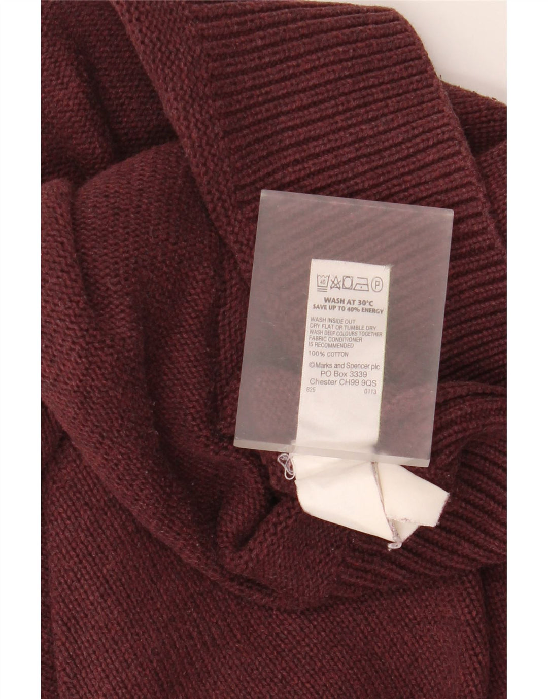 Marks & Spencer Mens Shawl Neck Jumper Sweater Medium Burgundy Cotton