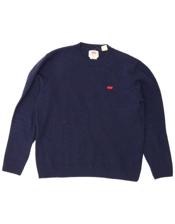 Levi's Womens Standard Fit Crew Neck Jumper Sweater UK 14 Medium Navy Blue