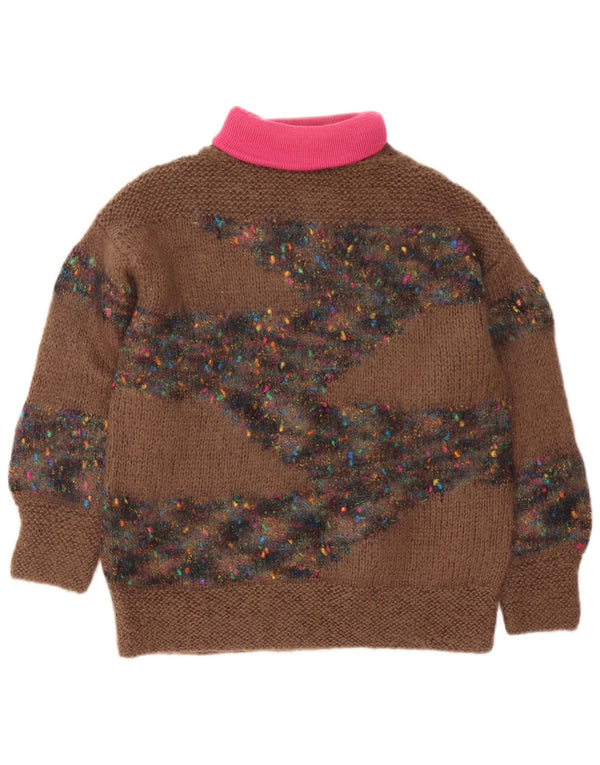 Vintage Womens Roll Neck Jumper Sweater UK 14 Large Brown Flecked