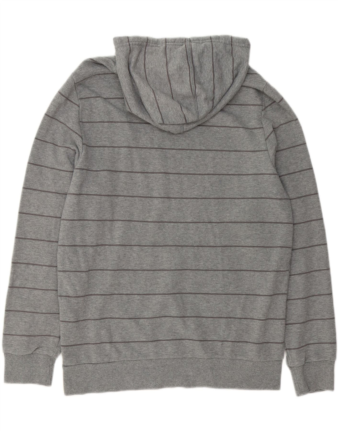 PUMA Mens Hoodie Jumper Large Grey Striped Cotton