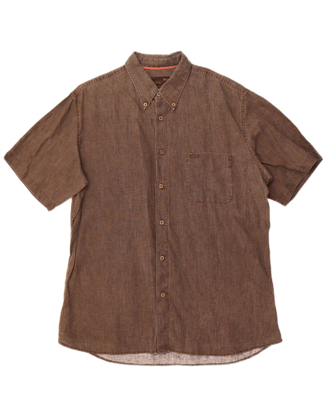 MARLBORO CLASSICS Mens Short Sleeve Shirt 2XL Brown Linen