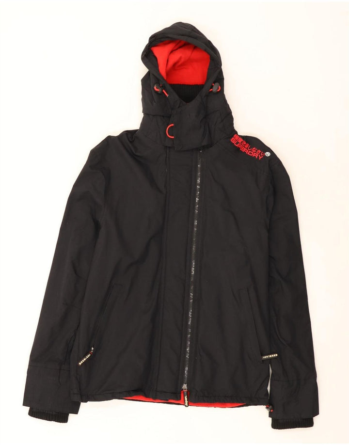 Superdry Womens Graphic Windbreaker Jacket UK 14 Medium Black
