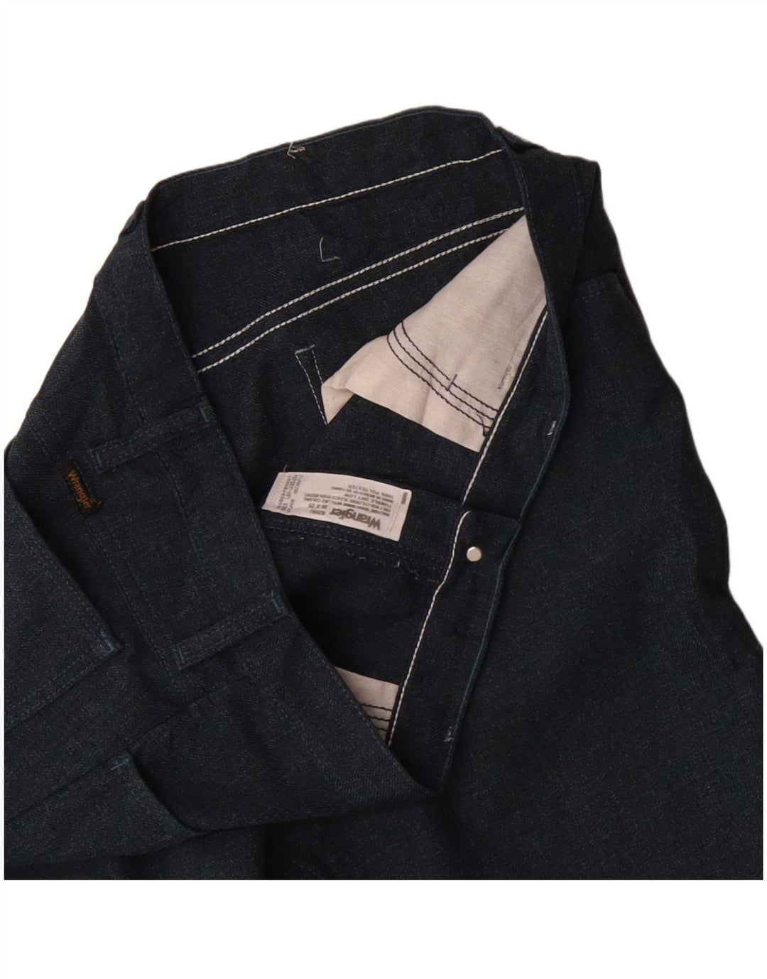 WRANGLER Mens Straight Casual Trousers W36 L29 Navy Blue Polyester