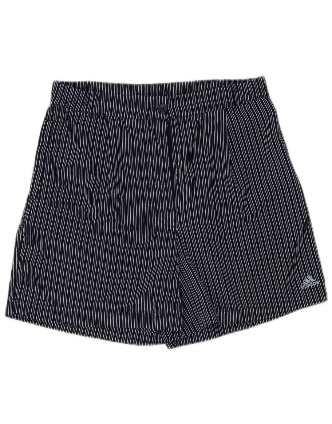 ADIDAS Womens Chino Shorts UK 16 Large W32 Navy Blue Striped Polyester