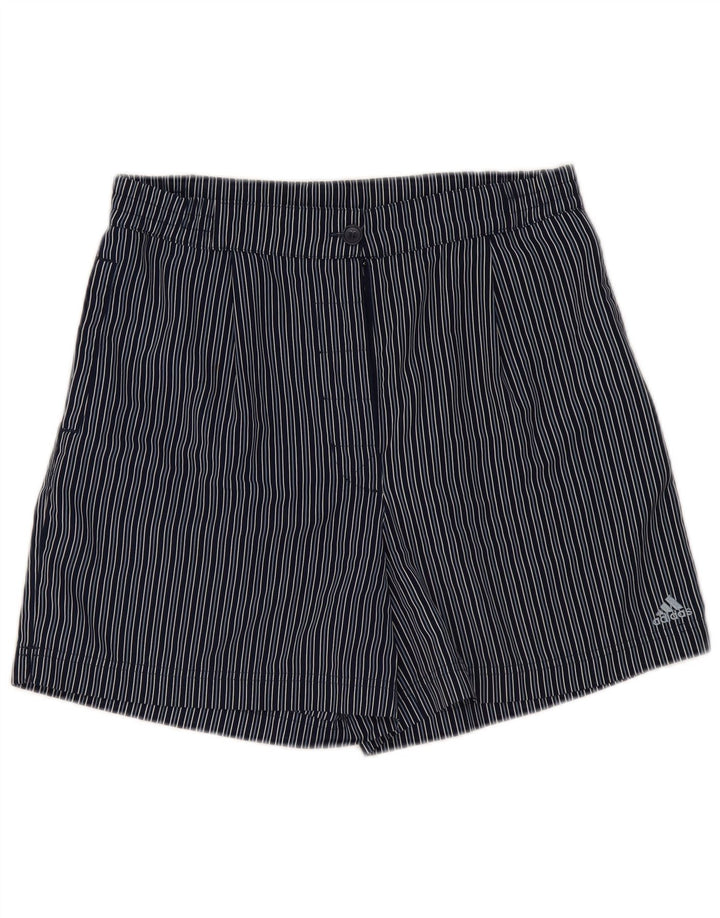 ADIDAS Womens Chino Shorts UK 16 Large W32 Navy Blue Striped Polyester
