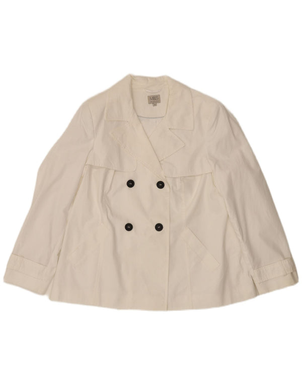 Marks & Spencer Womens Short Trench Coat UK 16 Large White Cotton