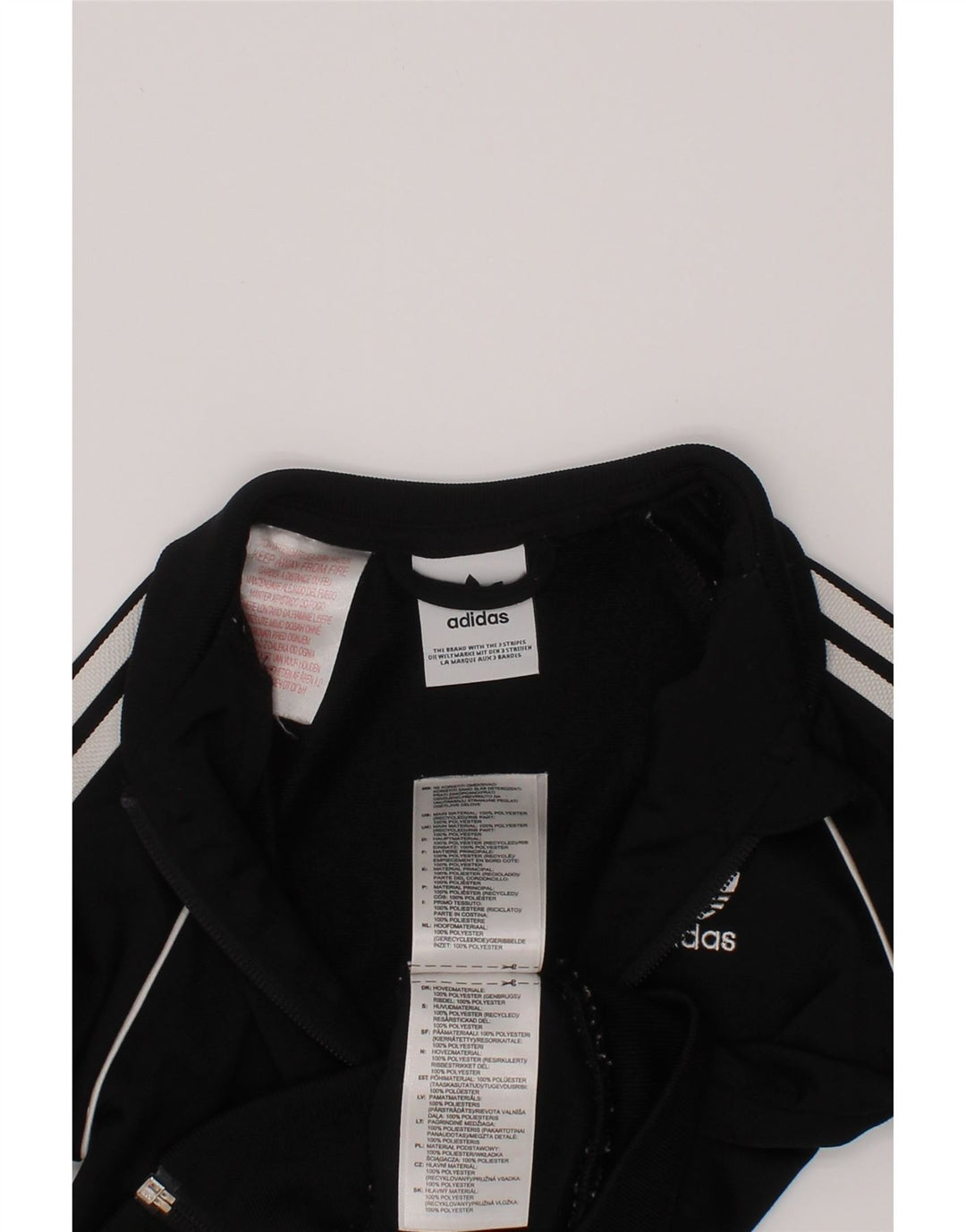 Adidas Boys Tracksuit Top Jacket 2-3 Years Black Polyester