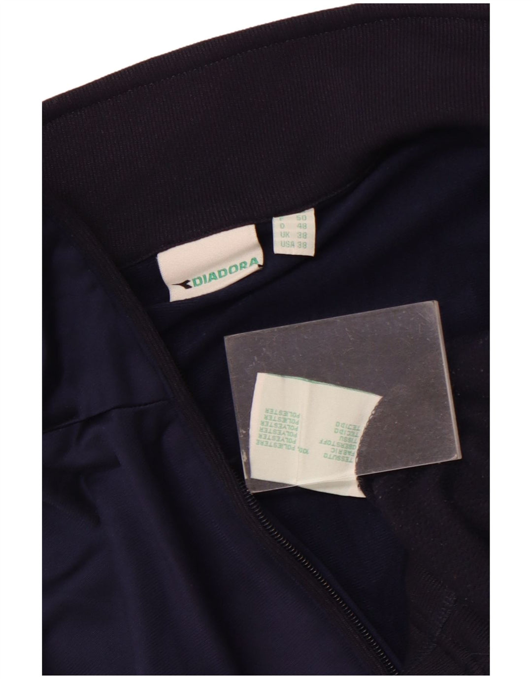 Diadora Mens Tracksuit Top Jacket UK 38 Medium Navy Blue Colourblock