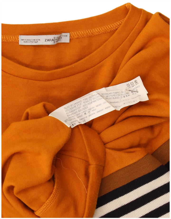Zara Womens Oversized Sweatshirt Jumper UK 10 Small Orange Striped
