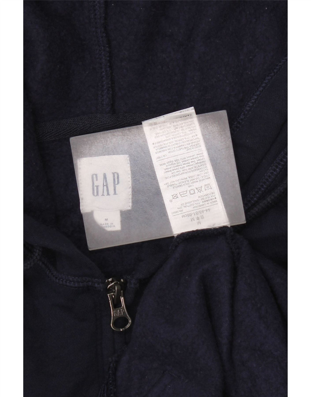 Gap Mens Graphic Zip Hoodie Sweater Medium Navy Blue Cotton