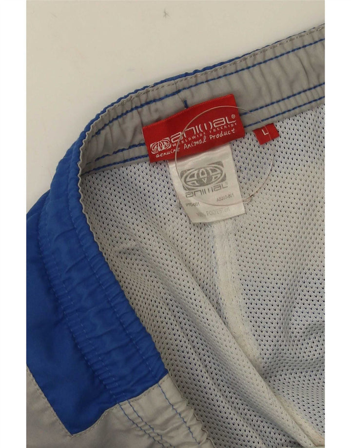 Animal Mens Graphic Swimming Shorts Large  Blue Colourblock Polyester