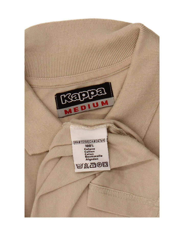 KAPPA Mens Long Sleeve Polo Shirt Medium Beige Cotton