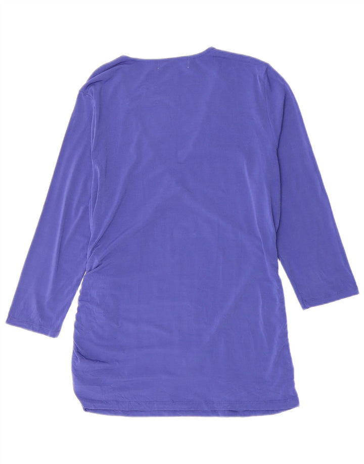 Michael Kors Womens 3/4 Sleeve Blouse Top UK 16 Large Blue Polyester