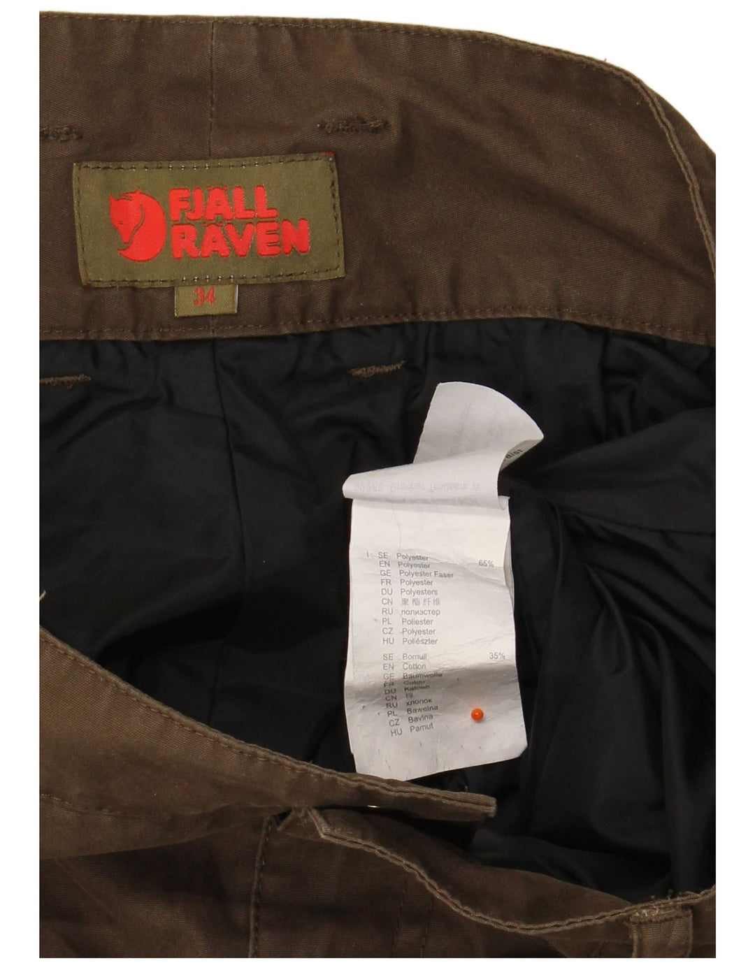 FJALL RAVEN Womens Camo Windbreaker Trousers W34 L30  Khaki Polyester