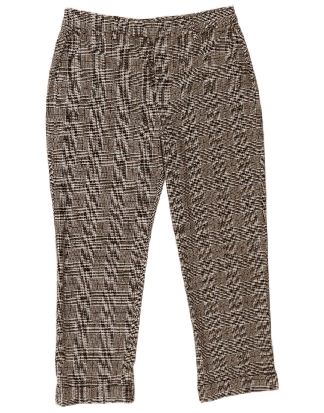 Zara Womens Slim Cropped Trousers EU 40 Medium W30 L25 Grey Houndstooth